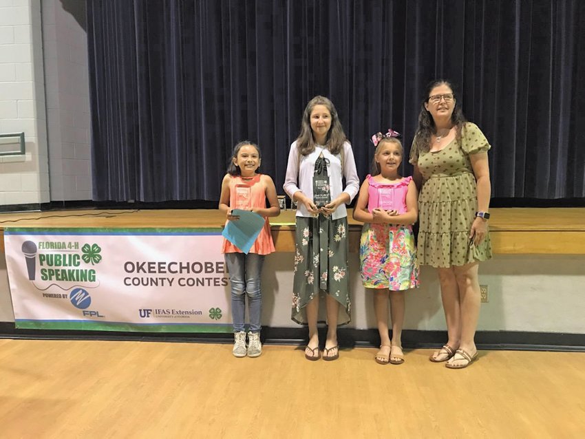 From left to right are Leah Small, Rosaleigh Alford,Ainsley Bostic and 4-H Agent Paula Daniel.